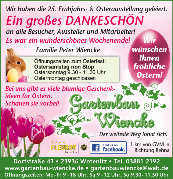 Viele Dank und frohe Ostern